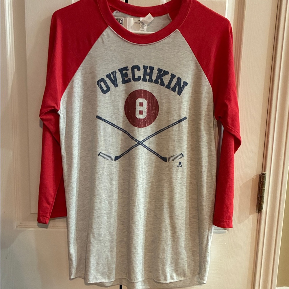 Ovechkin Mens Raglan Shirt - Red and Gray